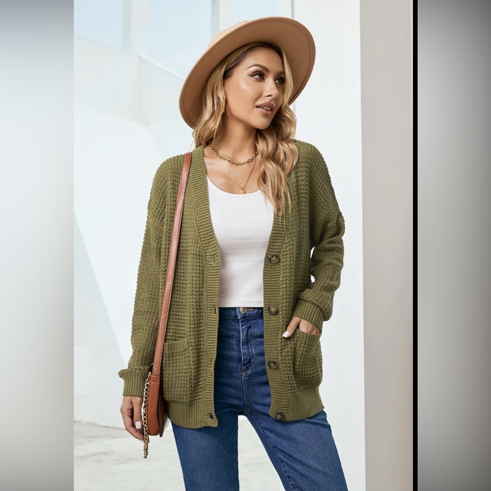 Forever 21 Olive Green Cardigan